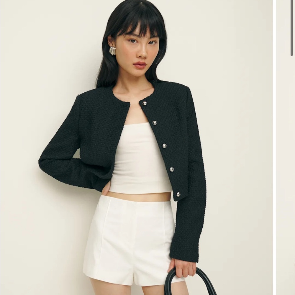 Reformation Trista jacket black small tweed
